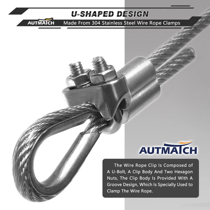 AUTMATCH M5 Wire Rope Cable Clip Clamp 3/16 Inch, 304 Stainless Steel U Bolt Saddle Fastener, 10 Pack - Image 5